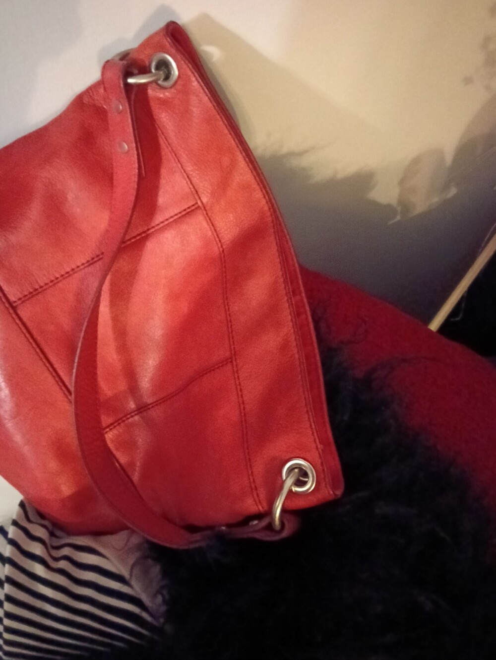 #F2 Fossil Long Live VTG Red Women's Shoulder Bag - Classic Hunter Hobo Style - Picture 15 of 15